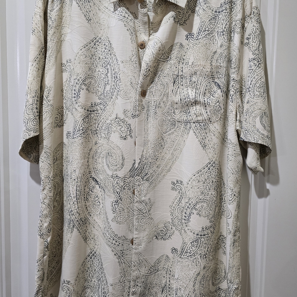 Tommy Bahama Beige and Black Paisley Men's Shirt